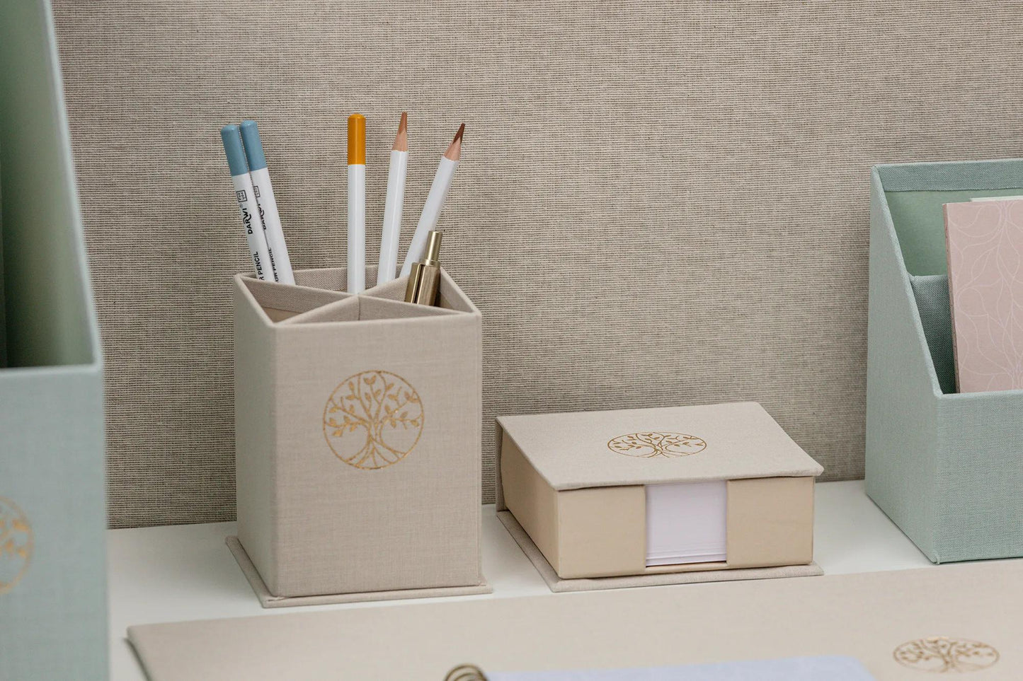 Inspirieren, Square Bleistifttopf, Marais Leinwand, 8,5x8,5x11 cm - Neu (Paket x4)
