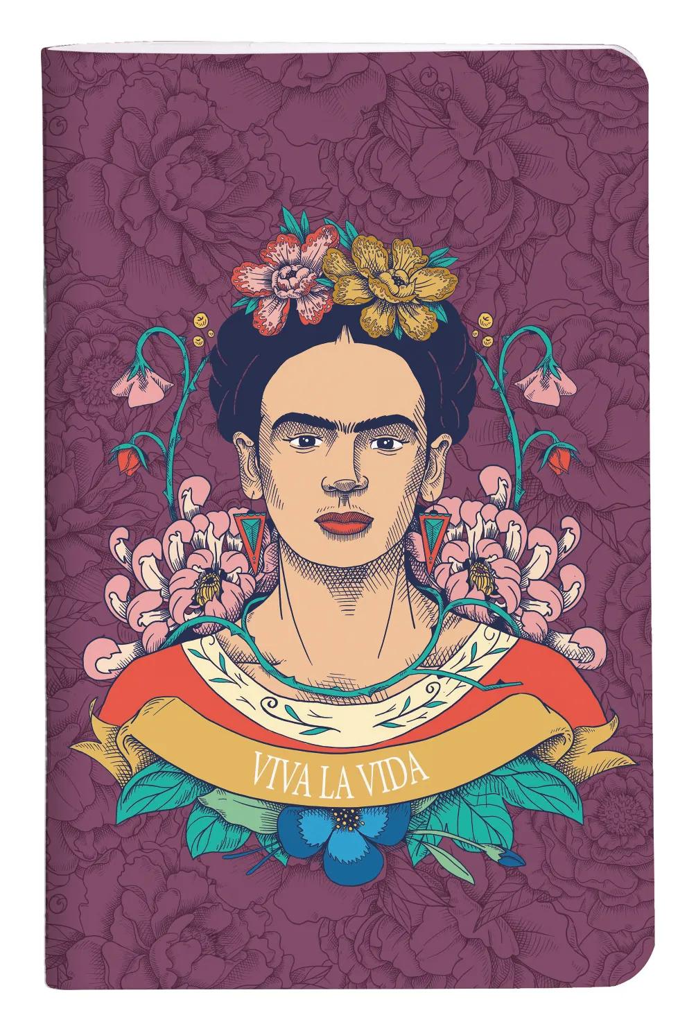 Frida Kahlo, Sewn Notebook Gewinde 7,5x12cm, 48 Seiten, glatt, Arsch. (Paket x36)