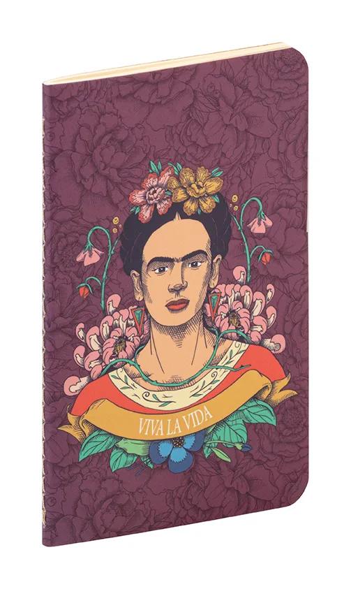 Frida Kahlo, Sewn Notebook Gewinde 7,5x12cm, 48 Seiten, glatt, Arsch. (Paket x36)