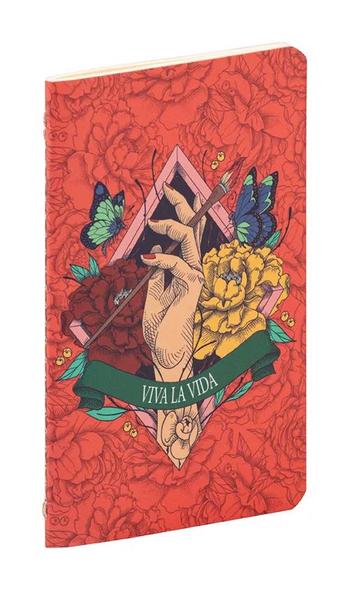 Frida Kahlo, Sewn Notebook Gewinde 7,5x12cm, 48 Seiten, glatt, Arsch. (Paket x36)