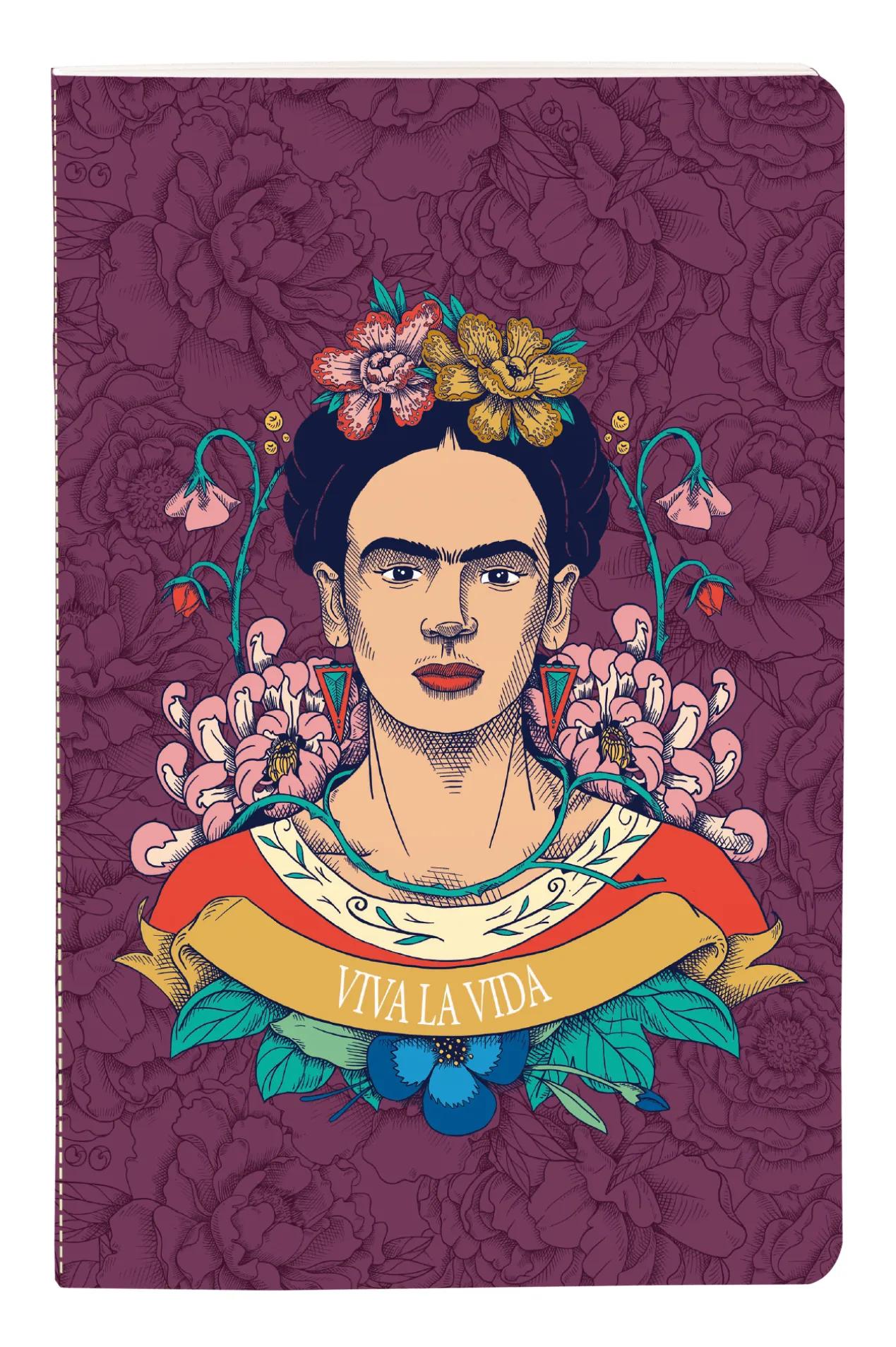 Frida Kahlo, Buch genäht 9x14cm Draht, 96 Seiten, gefüttert, Arsch. (Paket x8)