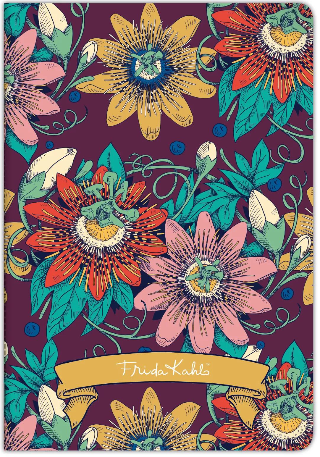 Frida Kahlo, Cahier piqué cousu fil A4 21 x 29,7 cm, 96 pages, ligné + marge, ass. (lot de 10)
