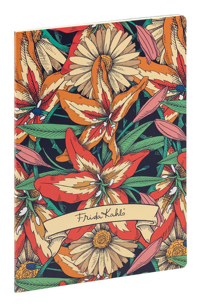 Frida Kahlo, Cahier piqué cousu fil A4 21 x 29,7 cm, 96 pages, ligné + marge, ass. (lot de 10)