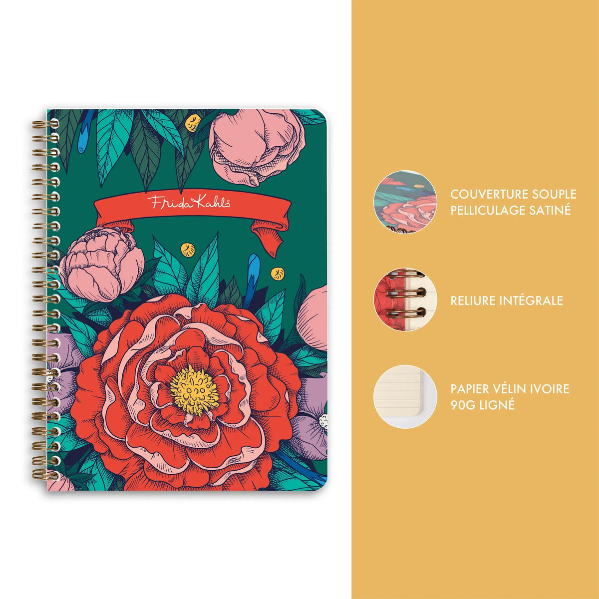 Frida Kahlo, A5 legante completo 14,8x21cm, 148 pagine, foderato, culo. (confezione da 4)