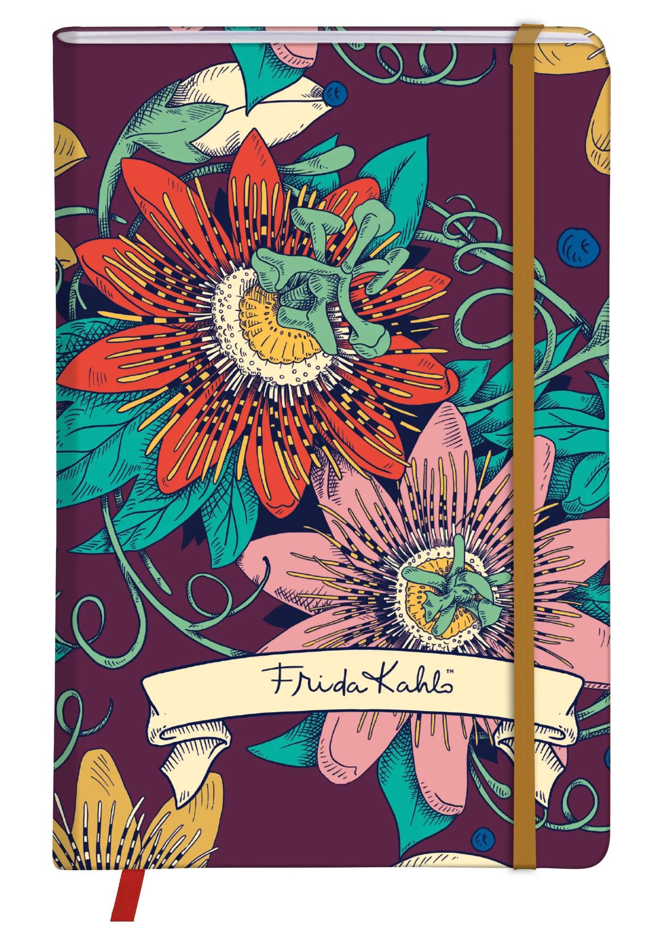Frida Kahlo, A6 Hard-Wrapped Notebook 10.5x14.8 cm, 160 Seiten, glatt, Seitenmarke, elastischer Verschluss, Arsch. (Paket x4)