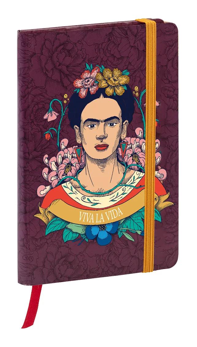 Frida Kahlo, A6 Hard-Wrapped Notebook 10.5x14.8 cm, 160 Seiten, glatt, Seitenmarke, elastischer Verschluss, Arsch. (Paket x4)