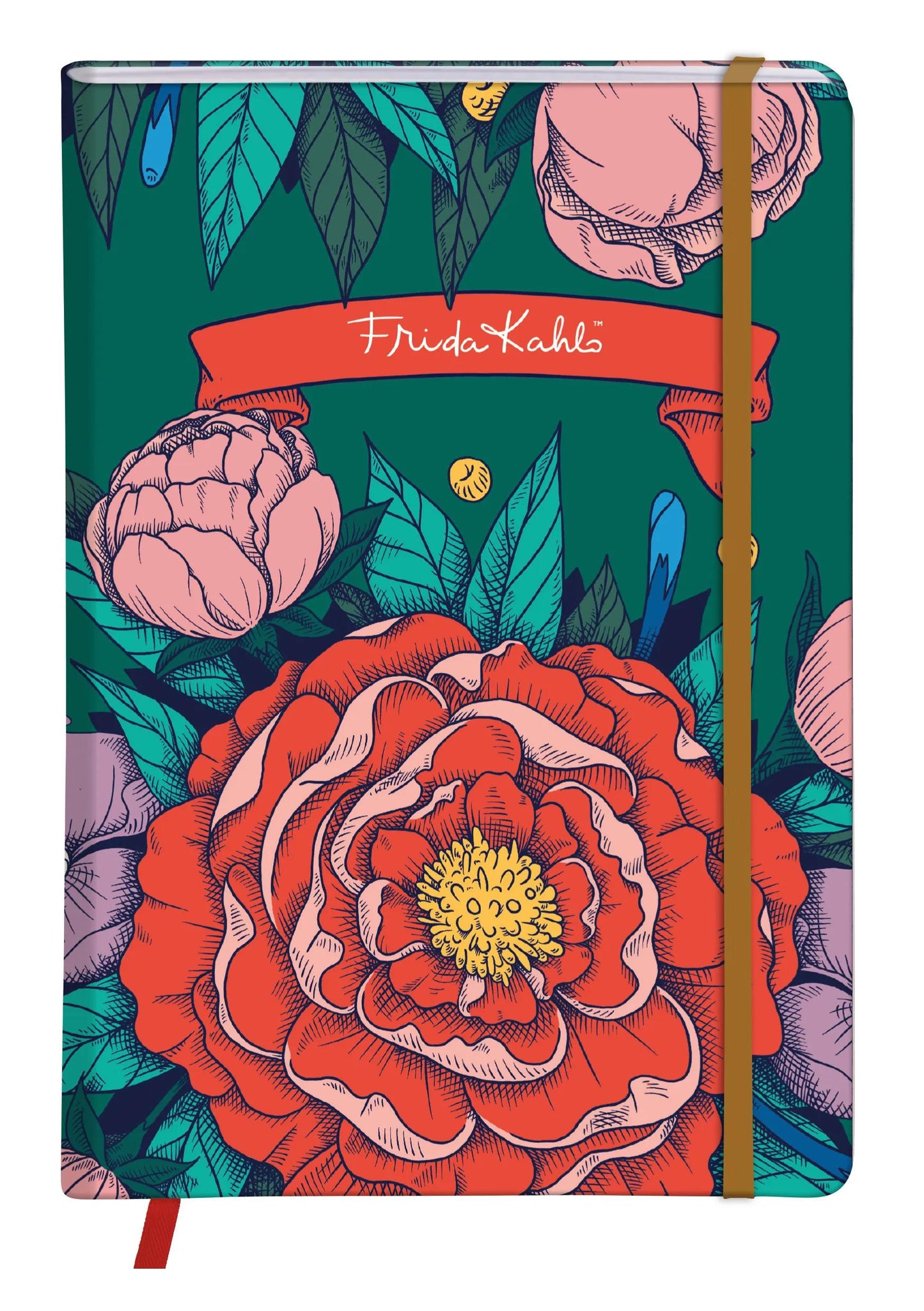 Frida Kahlo, A5 14.8x21 cm, 160 Seiten, gefüttert, Seitenmarke, elastischer Verschluss, Arsch. (Paket x4)