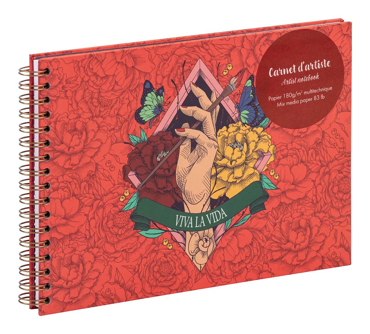 Frida Kahlo, Artist's diary integral binding A5 landscape, 30 sheets of multi-tech white drawing paper 180g (Pack x4)