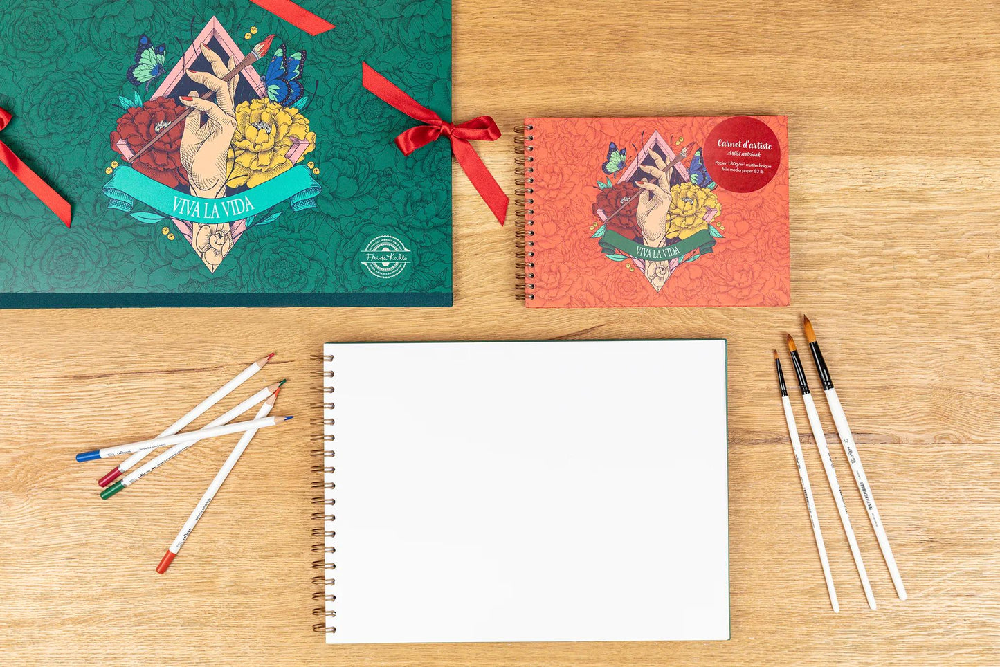 Frida Kahlo, Artist's diary integral binding A5 landscape, 30 sheets of multi-tech white drawing paper 180g (Pack x4)