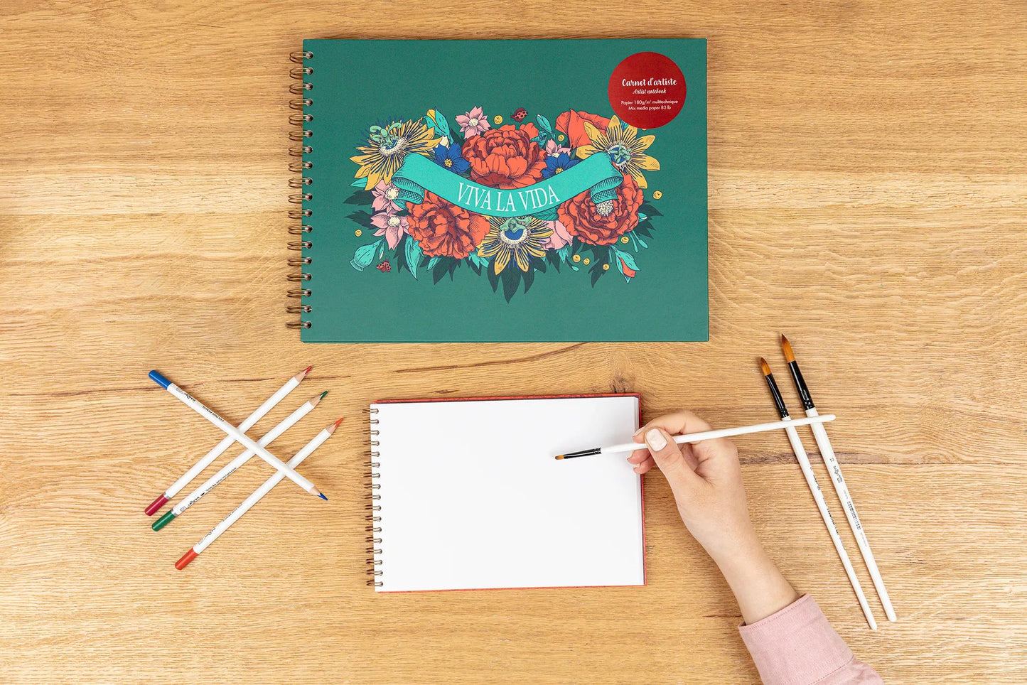 Frida Kahlo, Artist's diary complete binder 32 x 24 cm, 40 sheets of multi-tech white drawing paper 180g (Pack x3)