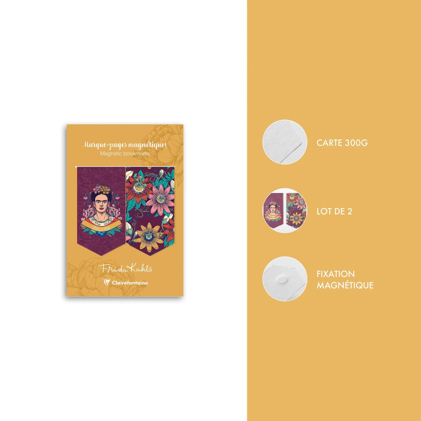 Friaul Kahlo, Set von 2 magnetischen Lesezeichen 10,5x15,5cm (Paket x10)