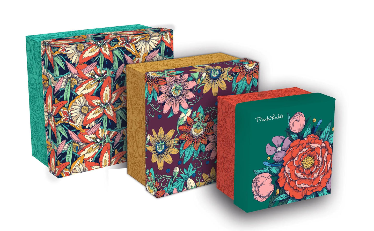 Frida Kahlo, Set of 3 square boxes 25x25x12 cm, 20x20x11cm, and 16x16x10 cm (Pack x2)