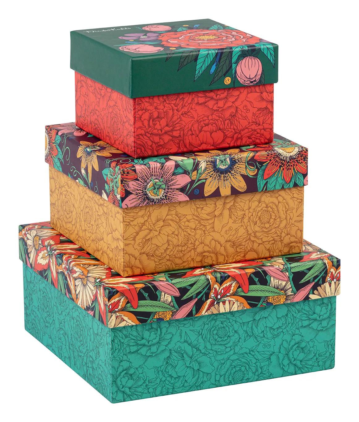 Frida Kahlo, Set of 3 square boxes 25x25x12 cm, 20x20x11cm, and 16x16x10 cm (Pack x2)