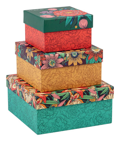Frida Kahlo, Set de 3 boîtes gigognes carrées 25x25x12 cm, 20x20x11cm, et 16x16x10 cm (lot de 2)