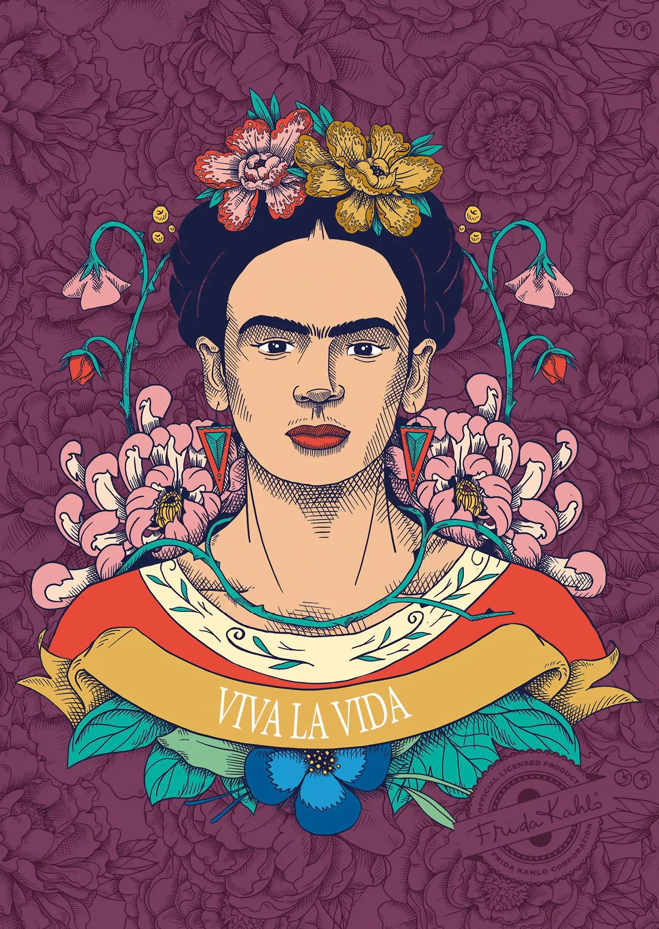 Frida Kahlo, Match Set 12x16.5 cm contenente 8 carte singole assortite 11x15.5 cm e 8 buste Polline C6 bianco naturale (Pacchetto x5)