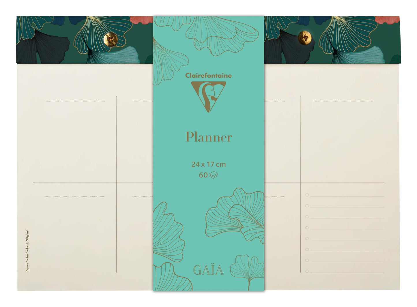 Gaïa blue, planner block with rivets 24x17cm 60 detachable printed sheets. (Pack x4)