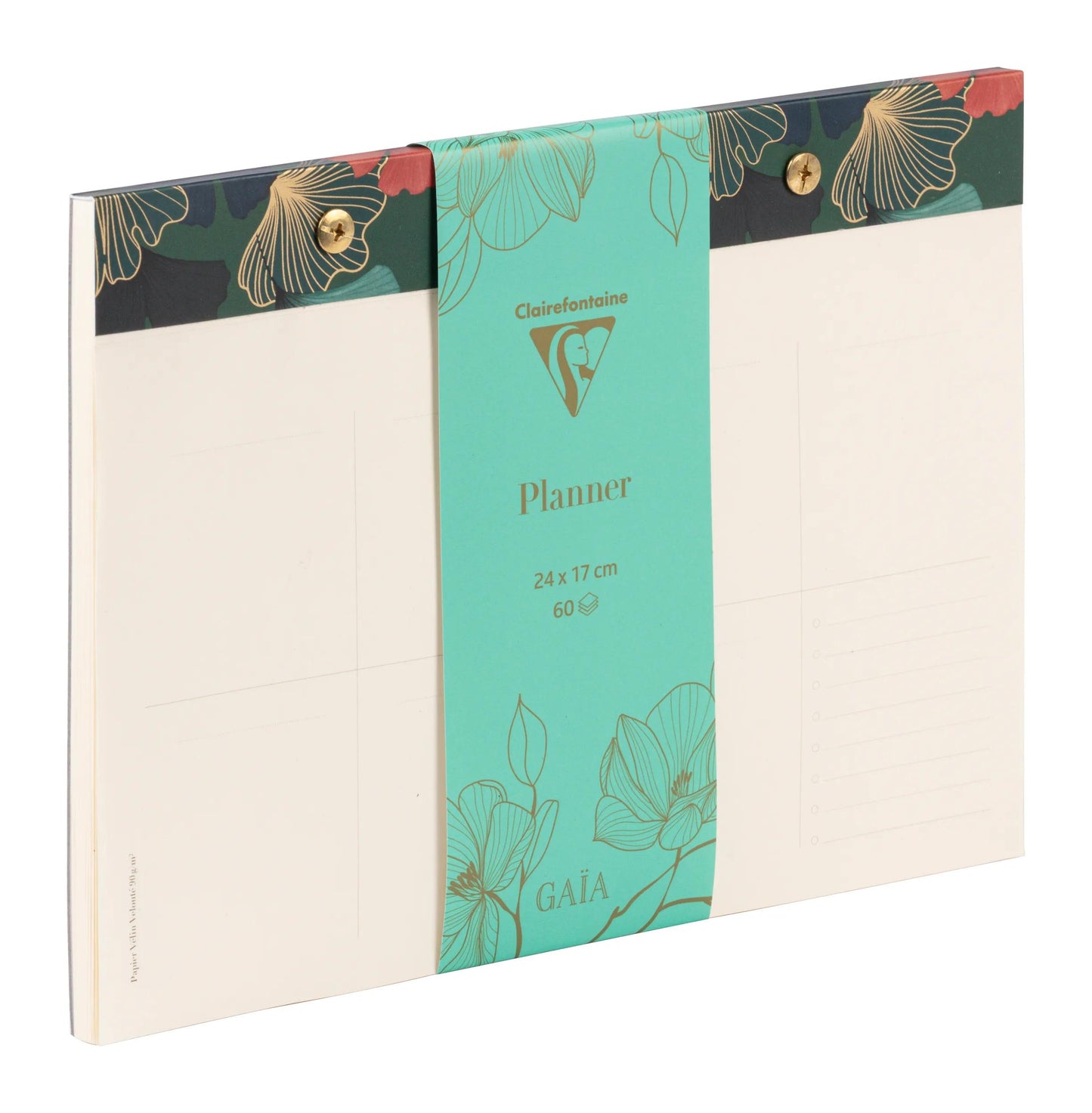 Gaïa blue, planner block with rivets 24x17cm 60 detachable printed sheets. (Pack x4)