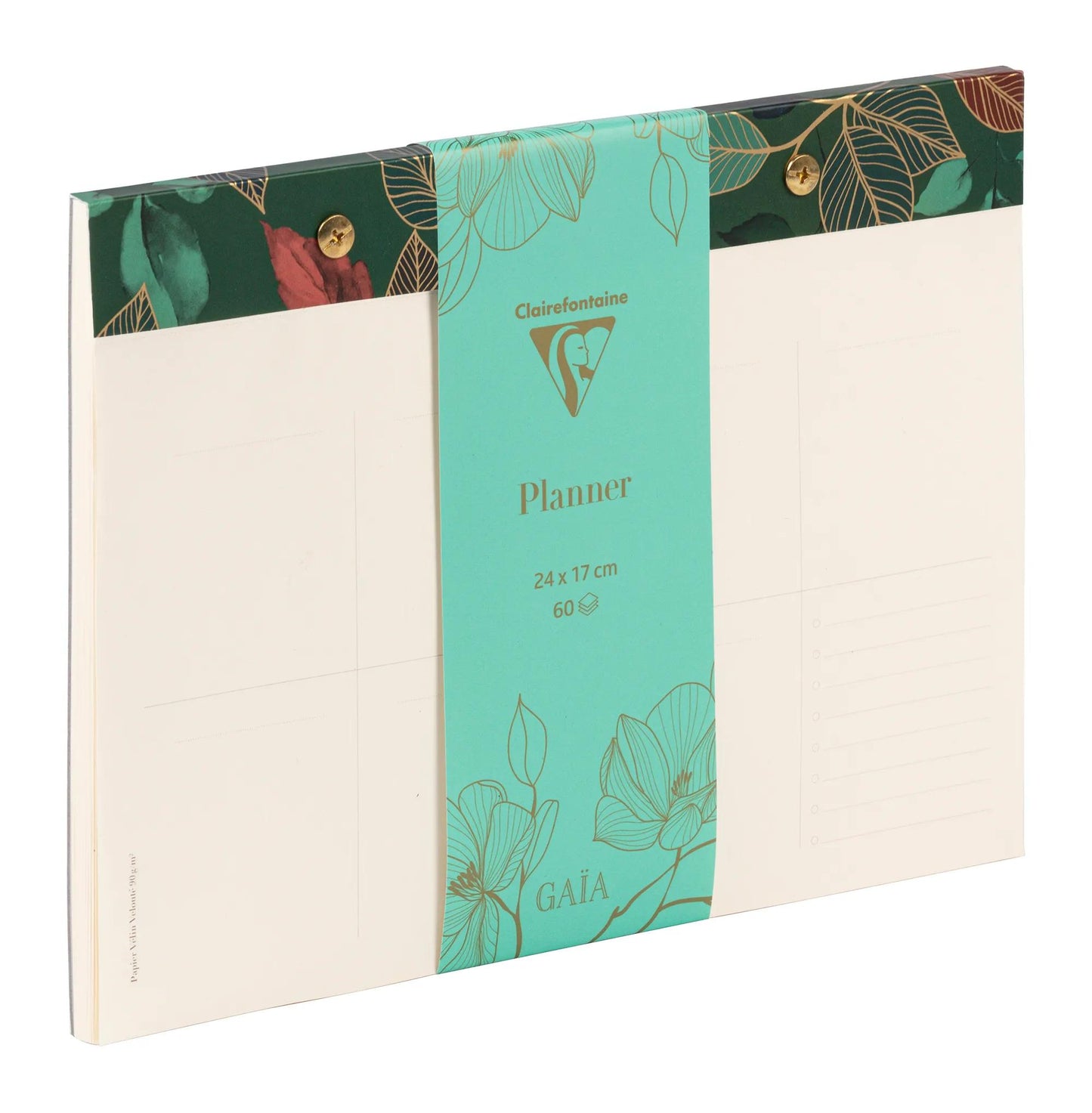 Gaïa blue, planner block with rivets 24x17cm 60 detachable printed sheets. (Pack x4)