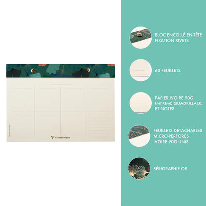 Gaïa blu, blocco planner con rivetti 24x17cm 60 fogli stampati staccabili. (confezione da 4)