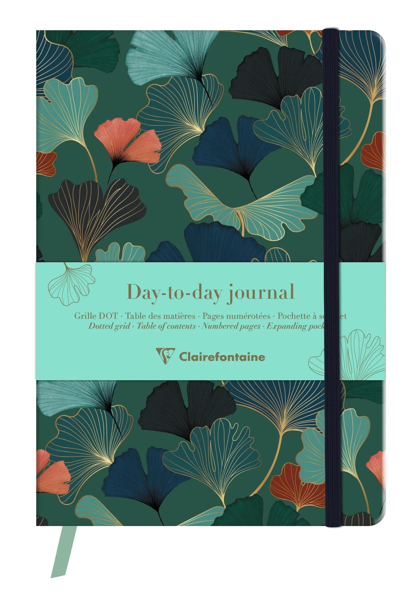 Gaïa blu, DaytoDay quotidiano A5 14,8x21 cm, 192 pagine, dote, soffietto sul retro, marcatore, chiusura elastica, culo. (Pacchetto x4)