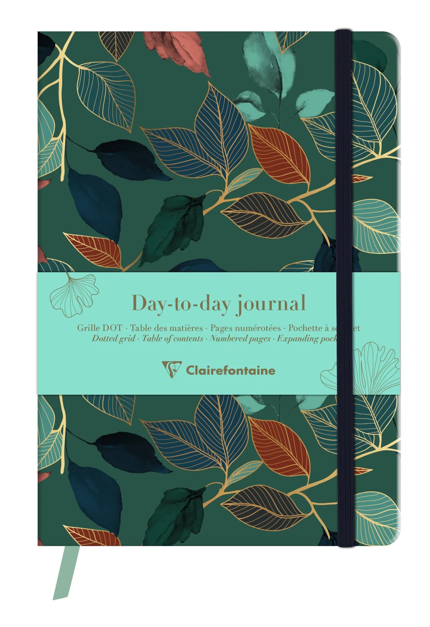 Gaïa blu, DaytoDay quotidiano A5 14,8x21 cm, 192 pagine, dote, soffietto sul retro, marcatore, chiusura elastica, culo. (Pacchetto x4)