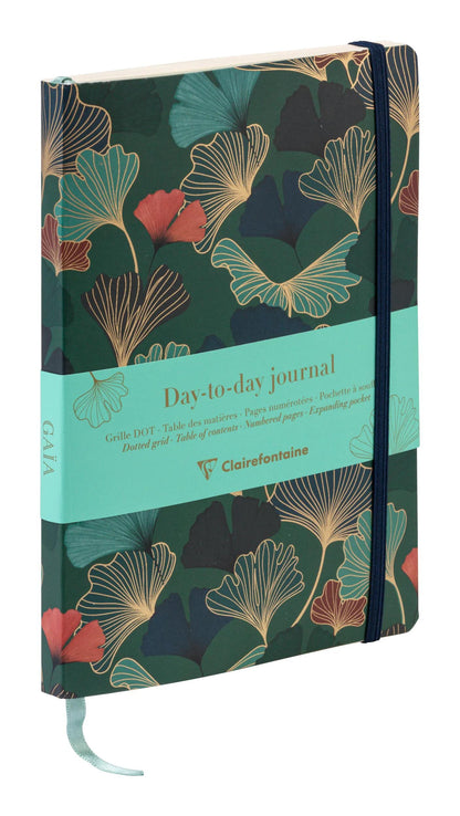 Gaïa blau, DaytoDay Zeitung A5 14,8x21 cm, 192 Seiten, Dowry, Bauchtasche auf der Rückseite, Marker, elastischer Verschluss, Arsch. (4er-Pack)