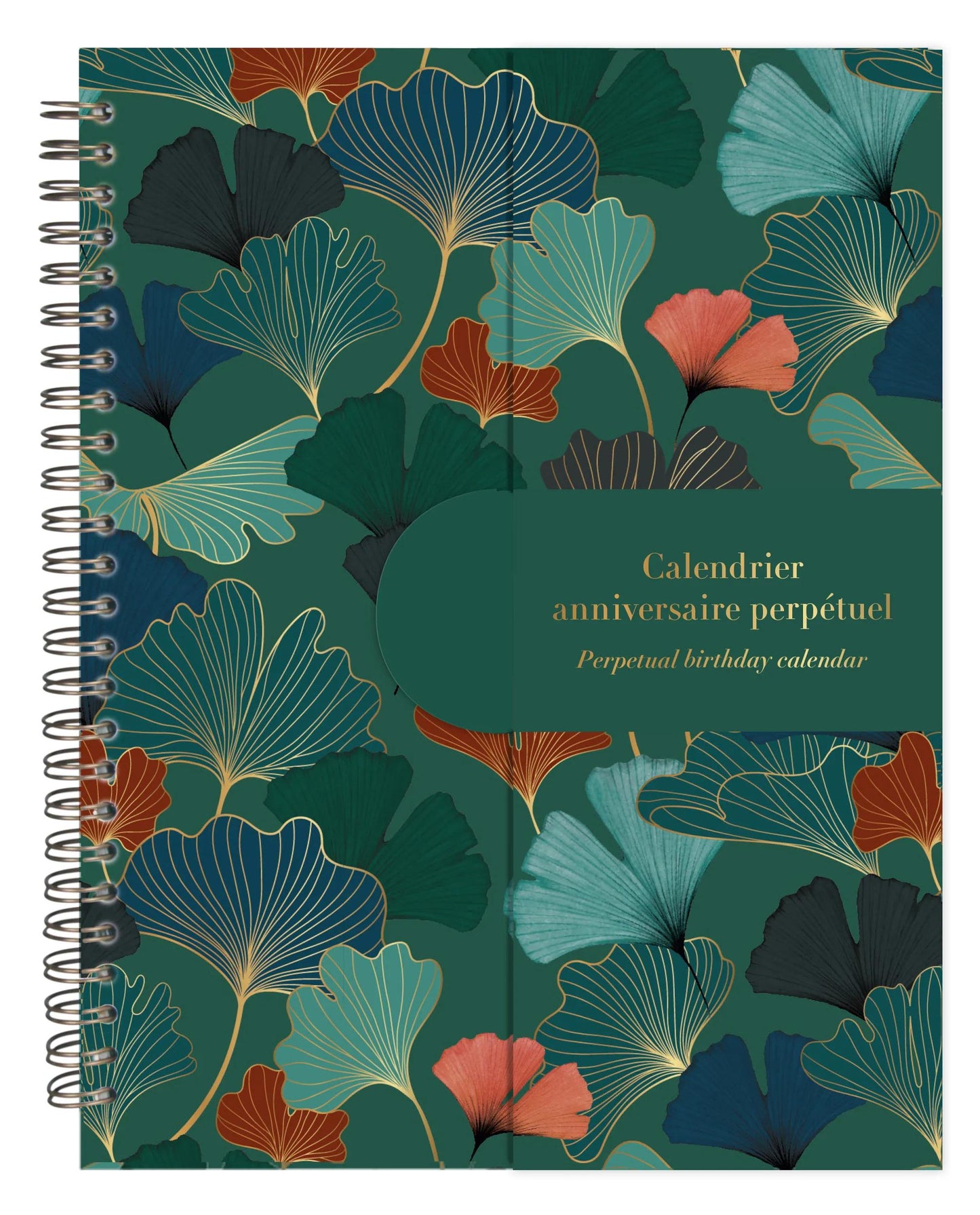 Gaïa blu, calendario perpetuo di compleanno 23x17 cm, 50 pagine stampate, chiusura magnetica per la visualizzazione sul tavolo. (Pacchetto x5)