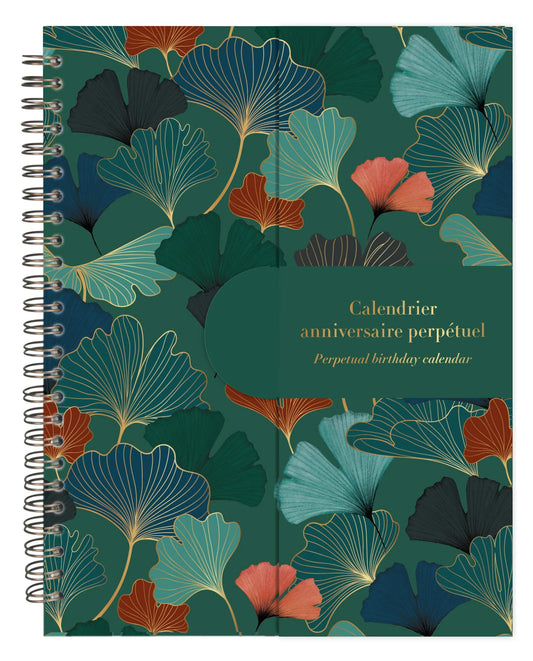 Gaïa blue, perpetual birthday calendar 23x17 cm, 50 printed pages, magnetic closure for display on the table. (Pack x5)