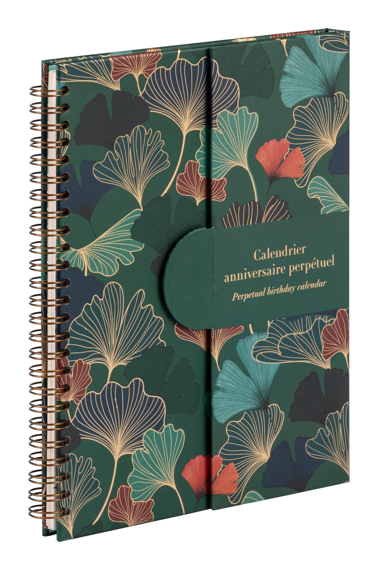 Gaïa blu, calendario perpetuo di compleanno 23x17 cm, 50 pagine stampate, chiusura magnetica per la visualizzazione sul tavolo. (Pacchetto x5)