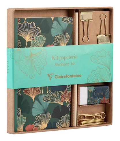 Gaïa blau, Kit aus Schreibwaren mit Notizbuch 11x17 cm 64 Zeilen Seiten, Bleistiftpapier, 2 Doppelclips, 10 Posaunen und Gummi (3er-Pack)