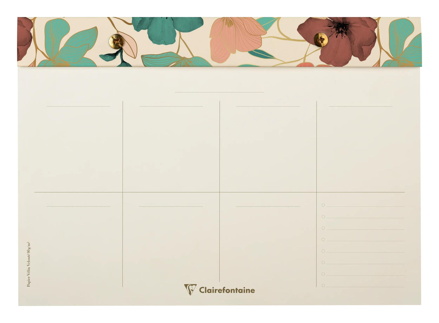 Gaia beige, planner block with rivets 24x17cm 60 detachable printed sheets. (Pack x4)
