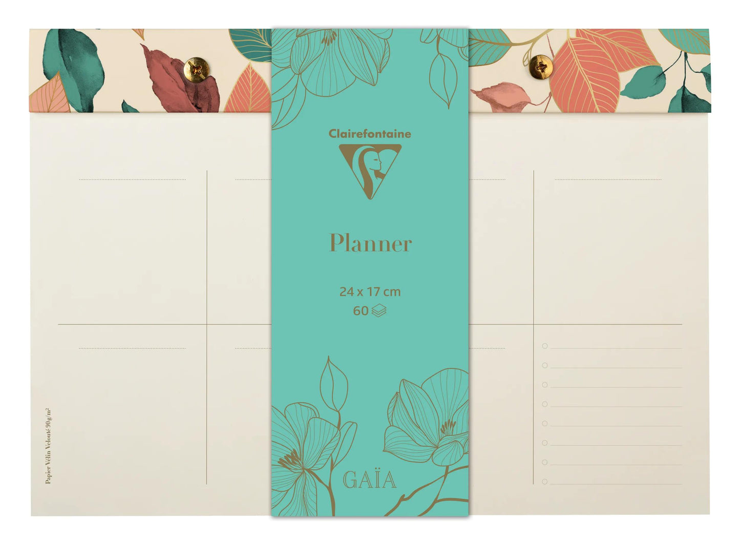 Gaia beige, planner block with rivets 24x17cm 60 detachable printed sheets. (Pack x4)