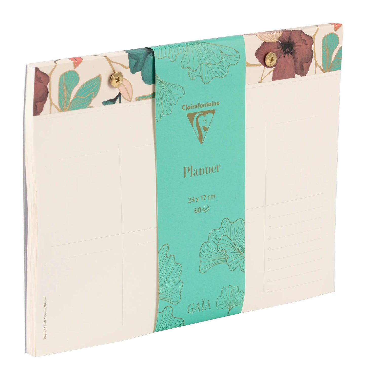 Gaia beige, planner block with rivets 24x17cm 60 detachable printed sheets. (Pack x4)