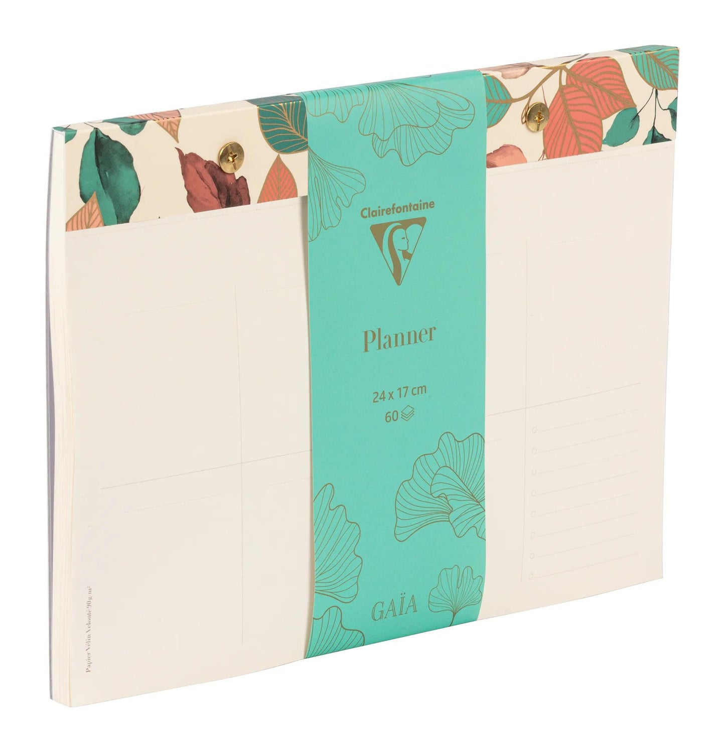 Gaia beige, planner block with rivets 24x17cm 60 detachable printed sheets. (Pack x4)
