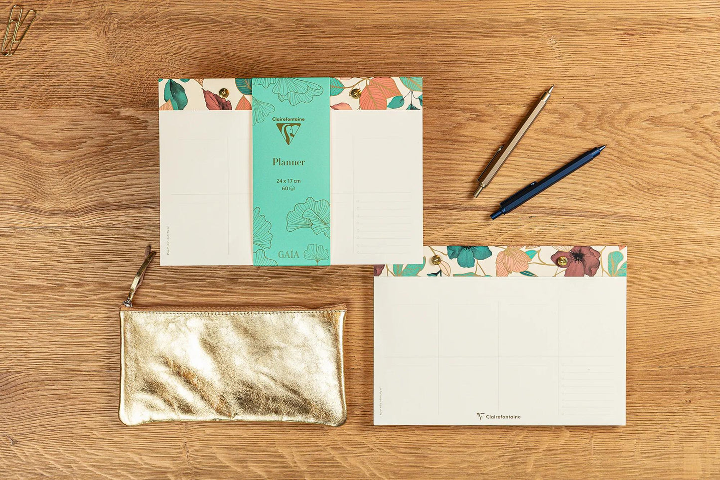 Gaia beige, planner block with rivets 24x17cm 60 detachable printed sheets. (Pack x4)