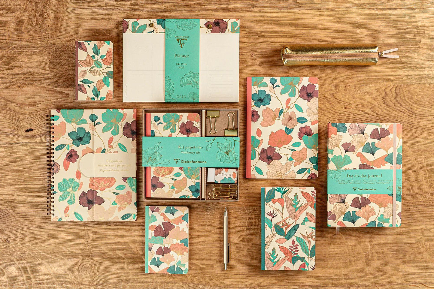 Gaia beige, planner block with rivets 24x17cm 60 detachable printed sheets. (Pack x4)