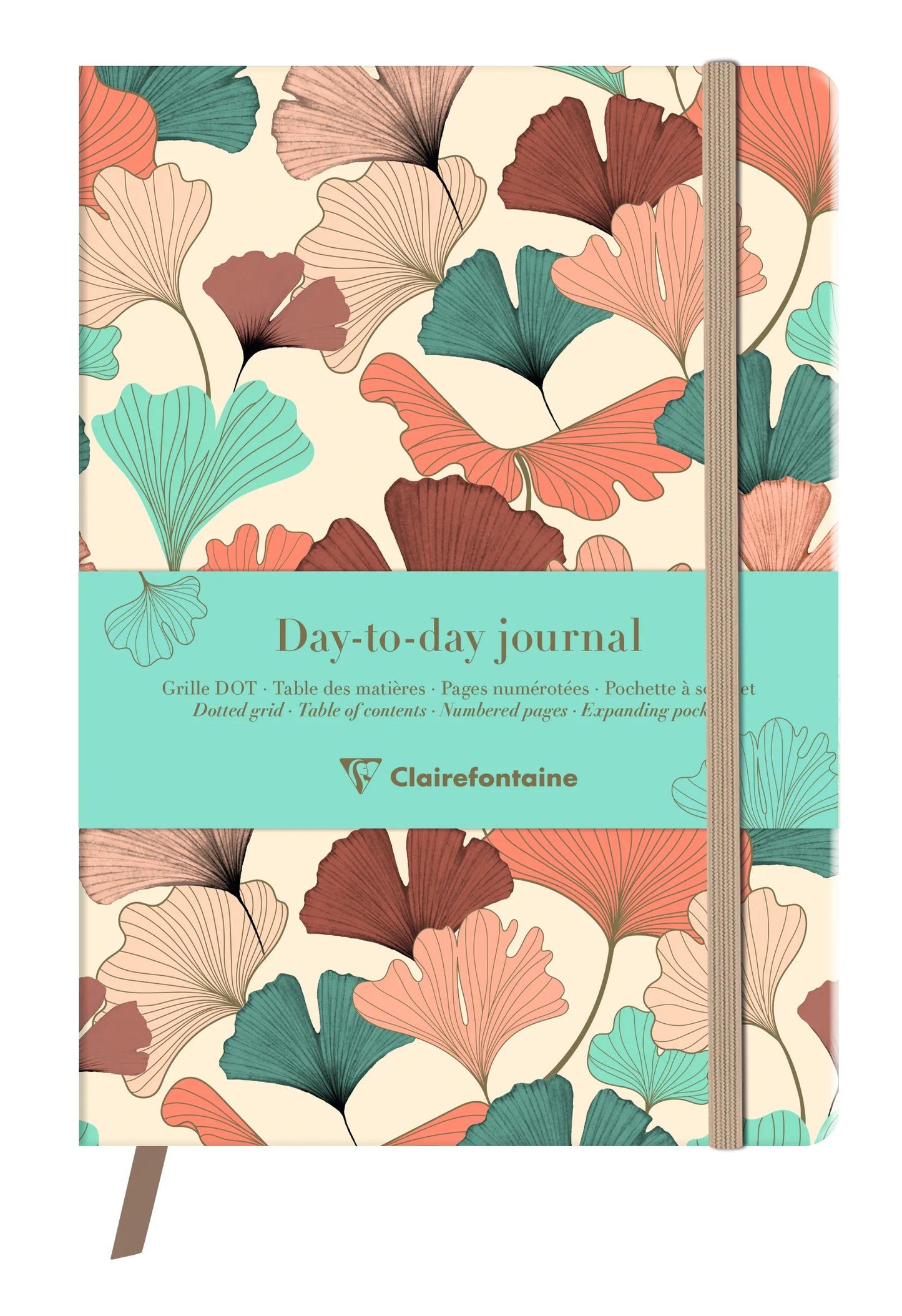 Gaia beige, DaytoDay quotidiano A5 14,8x21 cm, 192 pagine, dote, soffietto sul retro, marcatore, chiusura elastica, culo. (Pacchetto x4)