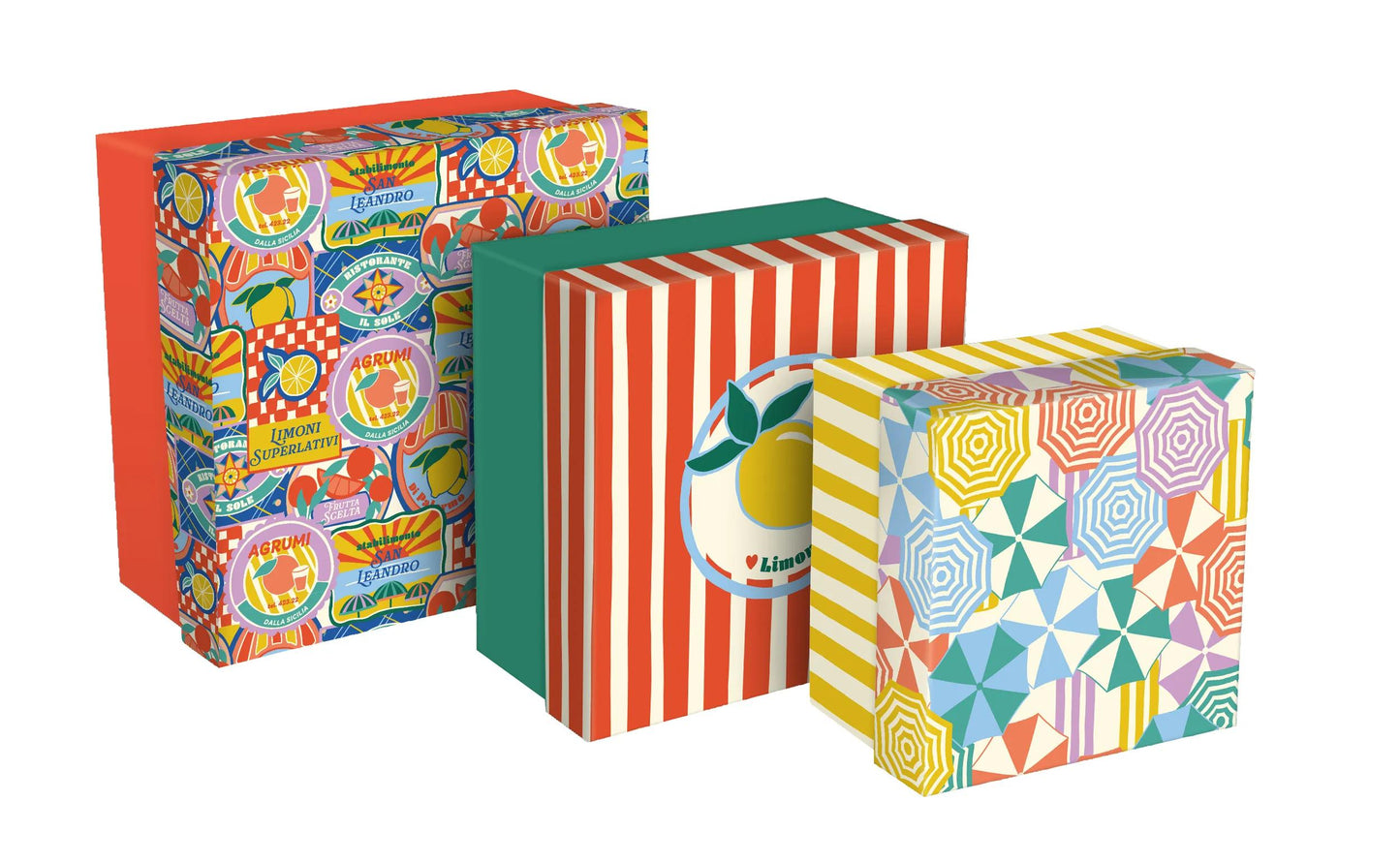 Dolce Amore, Set of 3 square boxes 25x25x12 cm, 20x20x11cm, and 16x16x10 cm (Pack x2)