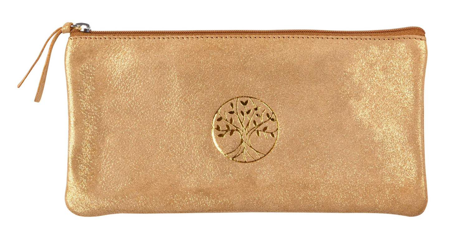 Ispirare, Cassa in pelle piatta, goffratura albero, 22x11 cm - Oro - Nuovo (Pacchetto x4)