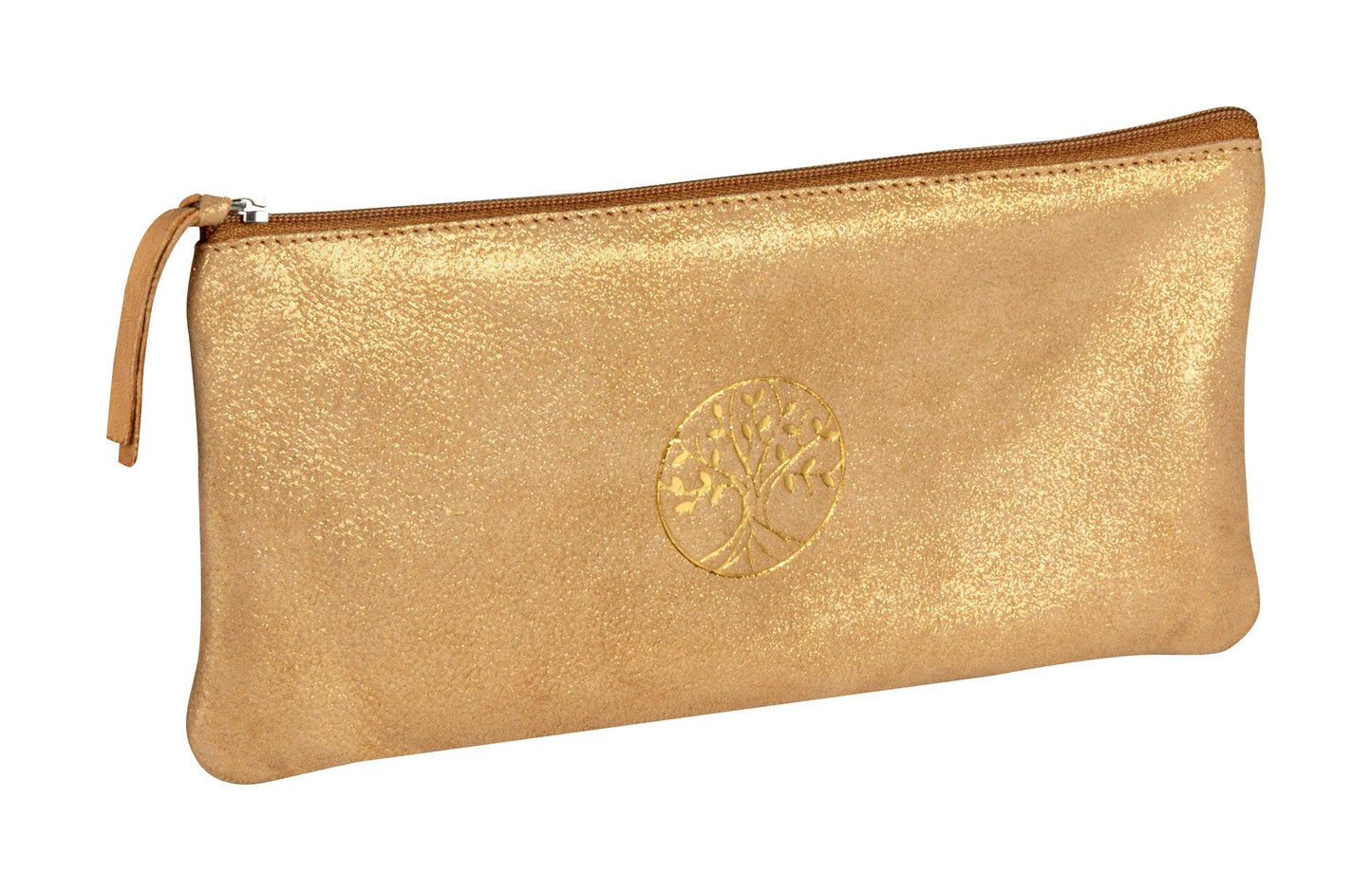Ispirare, Cassa in pelle piatta, goffratura albero, 22x11 cm - Oro - Nuovo (Pacchetto x4)