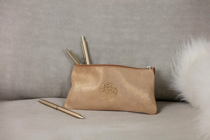 Inspire, Flaches Lederetui, Baumprägung, 22x11 cm - Gold - Neu (4er-Pack)