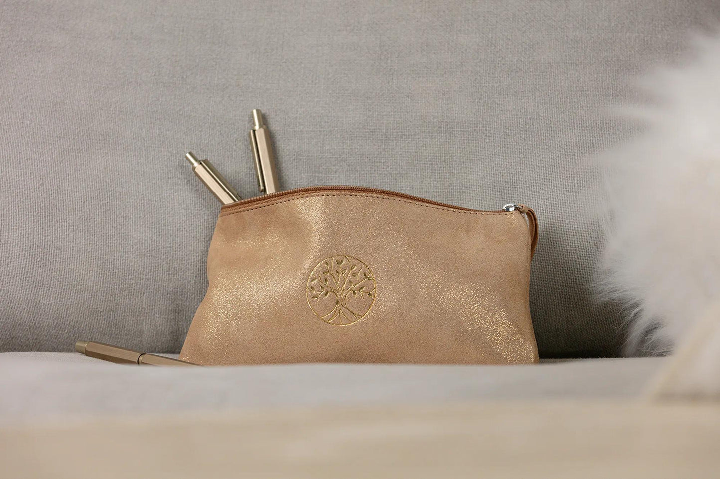 Ispirare, Cassa in pelle piatta, goffratura albero, 22x11 cm - Oro - Nuovo (Pacchetto x4)