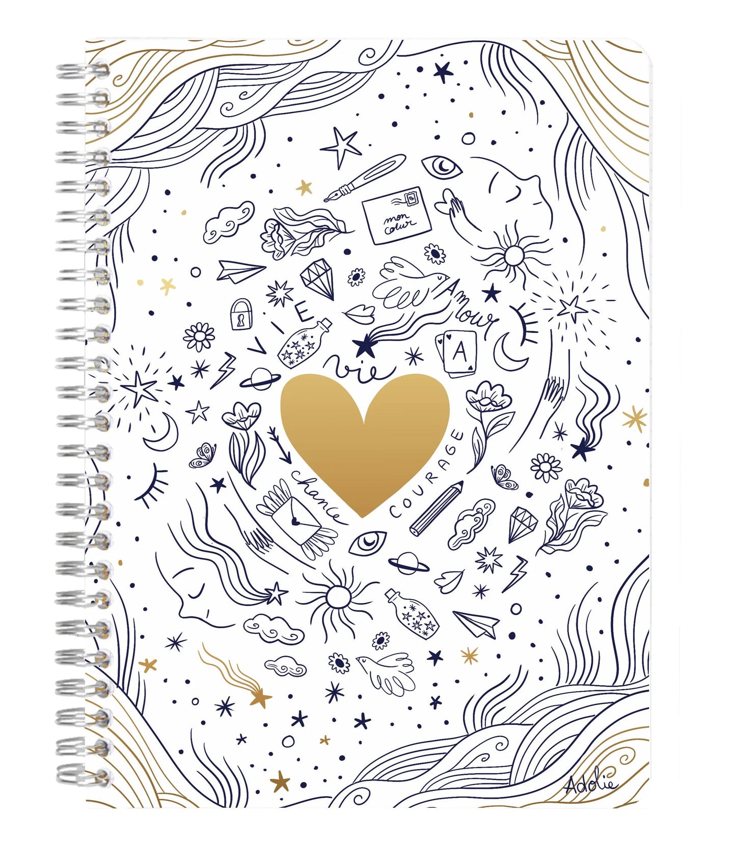 Adolie, legante completo A5 14,8x21cm, 148 pagine, foderato, culo. (Pacchetto x4)