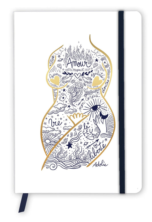Adolie, Booklet flexible brochure A5 14,8x21 cm, 128 pages, line, marker, elastic closure, ass. (Pack x4)