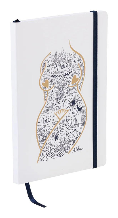 Adolie, Booklet flexible Broschüre A5 14,8x21 cm, 128 Seiten, Linie, Marker, elastischer Verschluss, Arsch. (4er-Pack)