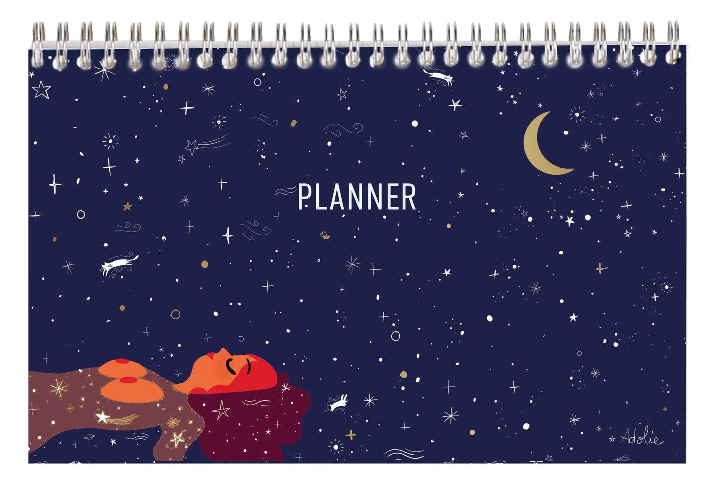 Adolie, Blocco Planner testa legante completa 22x14 cm 53 fogli stampati (Pacchetto x5)