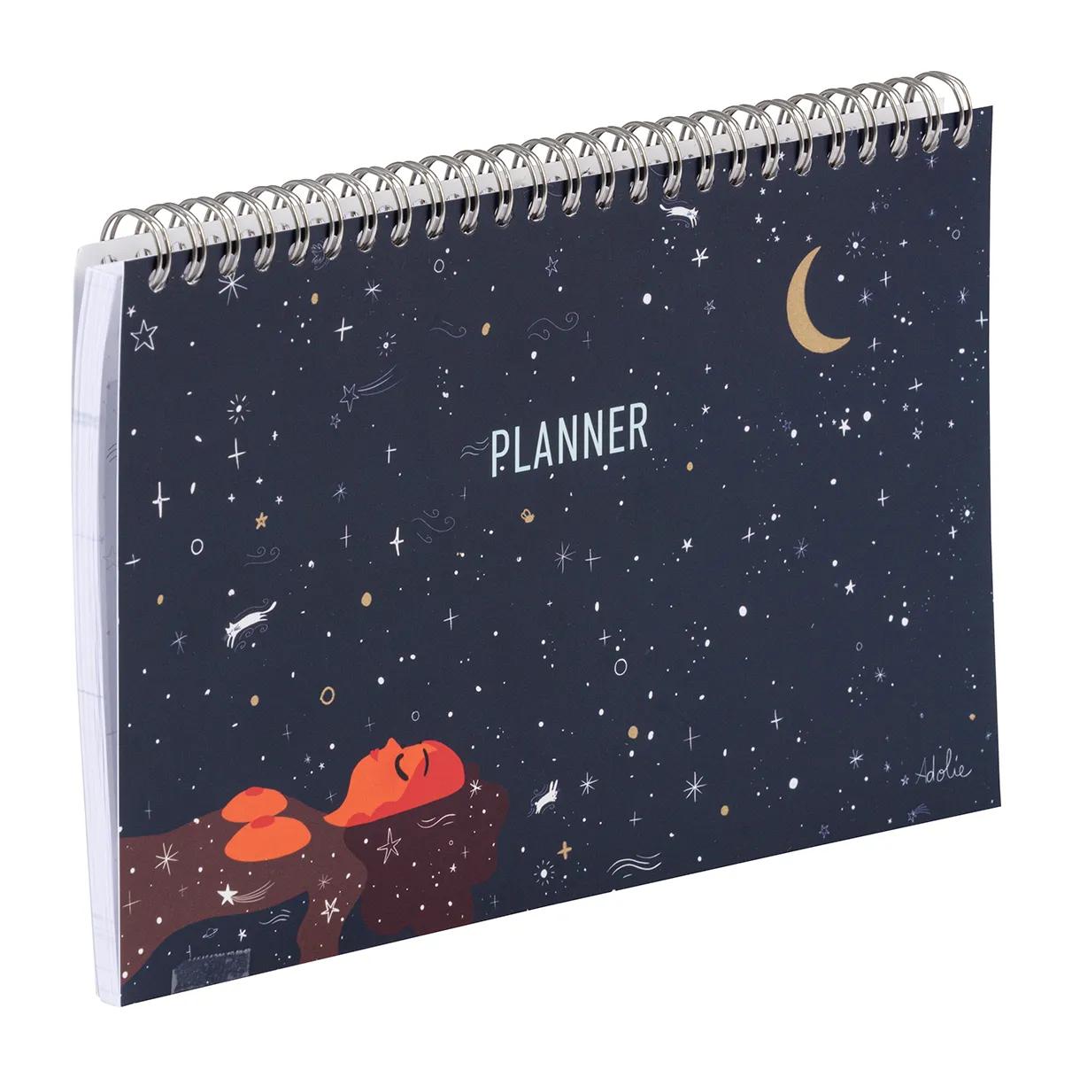 Adolie, Blocco Planner testa legante completa 22x14 cm 53 fogli stampati (Pacchetto x5)