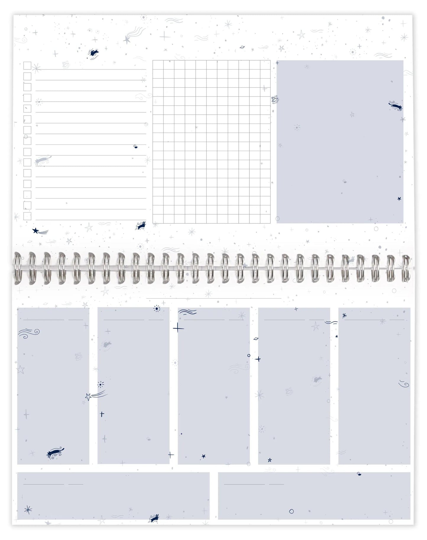 Adolie, Blocco Planner testa legante completa 22x14 cm 53 fogli stampati (Pacchetto x5)
