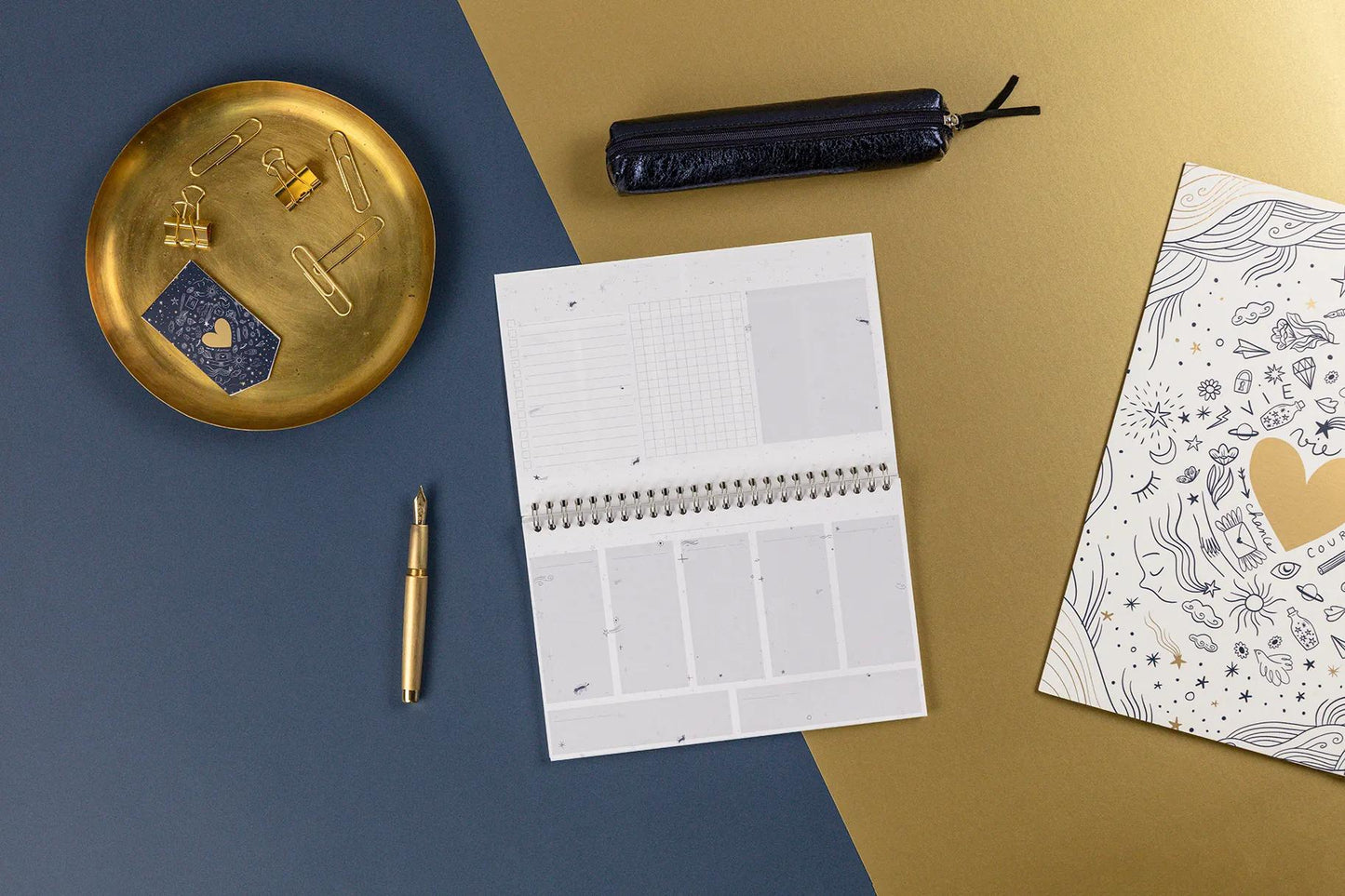 Adolie, Blocco Planner testa legante completa 22x14 cm 53 fogli stampati (Pacchetto x5)