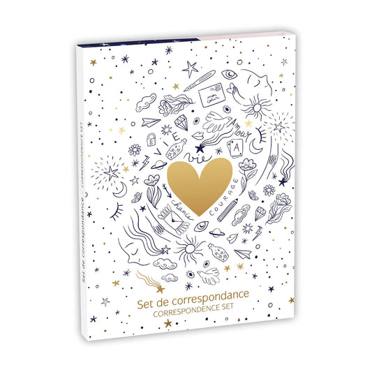 Adolie, Match Set 12x16.5 cm containing 8 single cards assorted 11x15.5 cm and 8 envelopes Pollen C6 natural white (Pack x5)